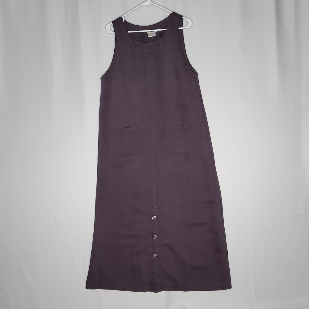 Match USA Maxi Dress‎ Large Purple twill Sleeveless Pocket Modest Church Grunge
